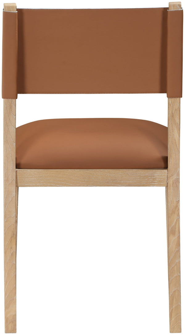 Meridian Furniture Avon Cognac Vegan Leather Dining Chair with Solid Ash Wood Frame for Modern Rooms 88016Cognac-SC