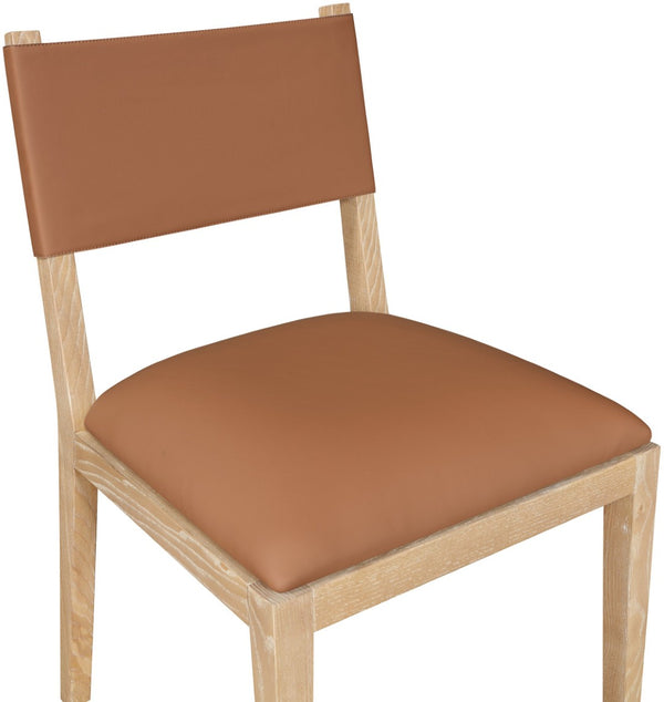 Meridian Furniture Avon Cognac Vegan Leather Dining Chair with Solid Ash Wood Frame for Modern Rooms 88016Cognac-SC