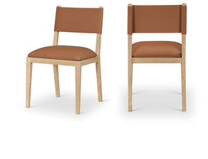 Meridian Furniture Avon Cognac Vegan Leather Dining Chair with Solid Ash Wood Frame for Modern Rooms 88016Cognac-SC