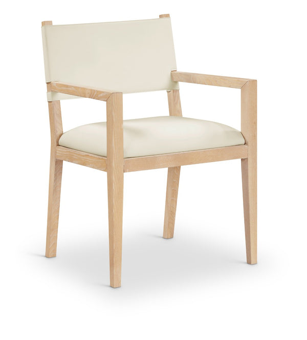 Meridian Furniture Avon Vegan Leather Dining Arm Chair with Ash Wood Frame for Modern Rooms 88016Cream-AC