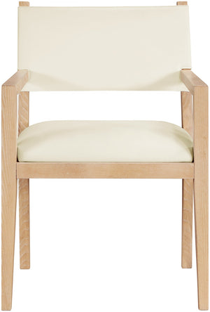 Meridian Furniture Avon Vegan Leather Dining Arm Chair with Ash Wood Frame for Modern Rooms 88016Cream-AC