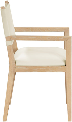 Meridian Furniture Avon Vegan Leather Dining Arm Chair with Ash Wood Frame for Modern Rooms 88016Cream-AC