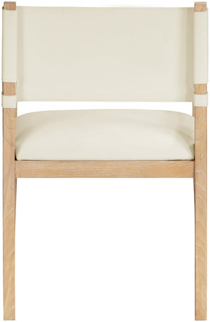 Meridian Furniture Avon Vegan Leather Dining Arm Chair with Ash Wood Frame for Modern Rooms 88016Cream-AC