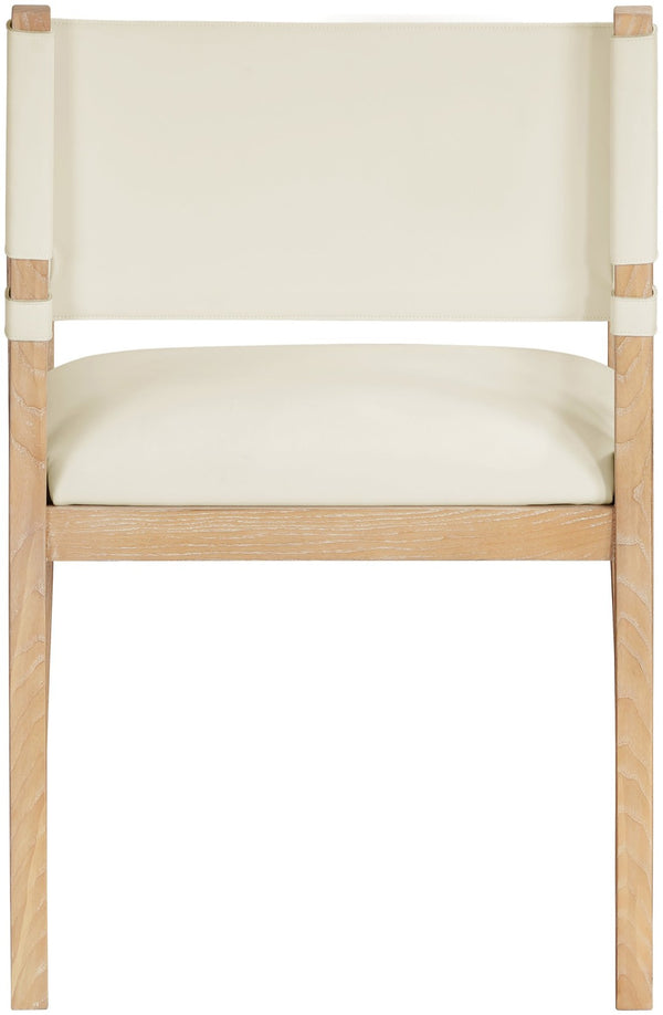 Meridian Furniture Avon Vegan Leather Dining Arm Chair with Ash Wood Frame for Modern Rooms 88016Cream-AC