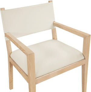 Meridian Furniture Avon Vegan Leather Dining Arm Chair with Ash Wood Frame for Modern Rooms 88016Cream-AC