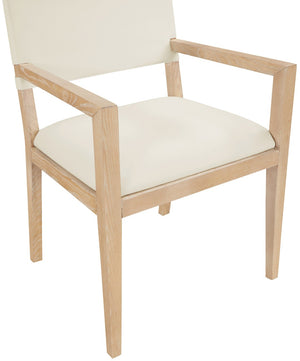 Meridian Furniture Avon Vegan Leather Dining Arm Chair with Ash Wood Frame for Modern Rooms 88016Cream-AC