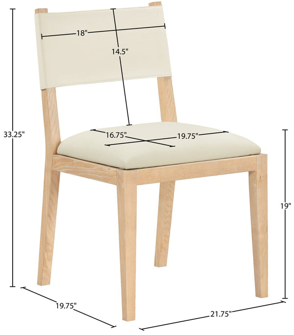 Meridian Furniture Avon Cream Vegan Leather Seat Ash Wood Frame Contemporary Dining Side Chair 88016Cream-SC