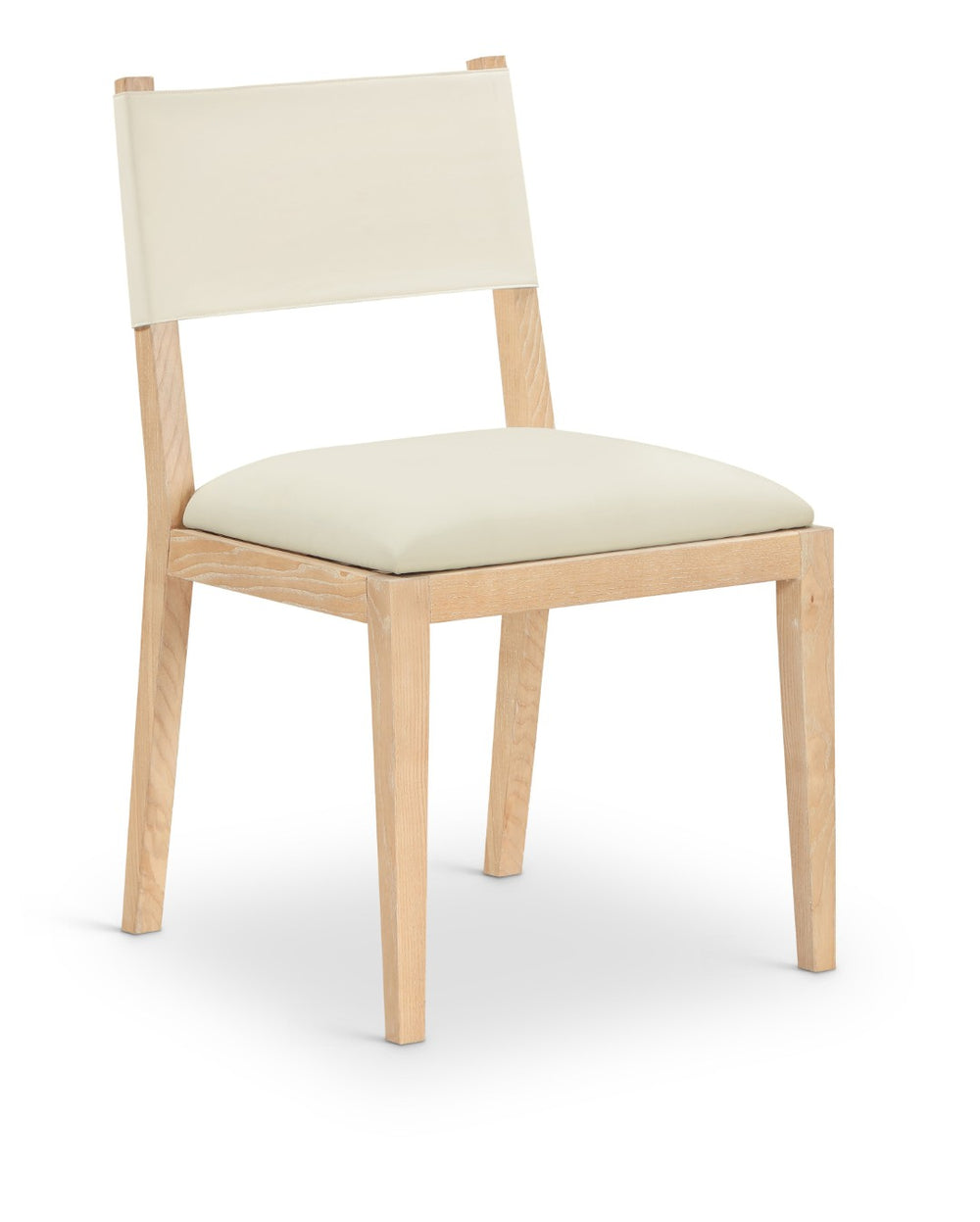 Meridian Furniture Avon Cream Vegan Leather Seat Ash Wood Frame Contemporary Dining Side Chair 88016Cream-SC