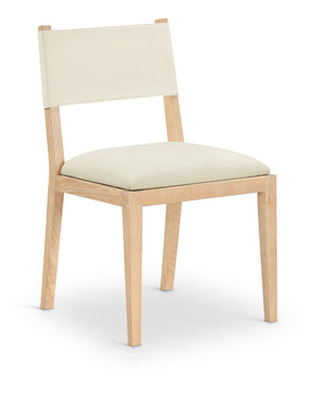 Meridian Furniture Avon Cream Vegan Leather Seat Ash Wood Frame Contemporary Dining Side Chair 88016Cream-SC