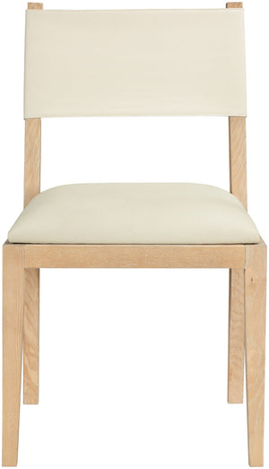 Meridian Furniture Avon Cream Vegan Leather Seat Ash Wood Frame Contemporary Dining Side Chair 88016Cream-SC