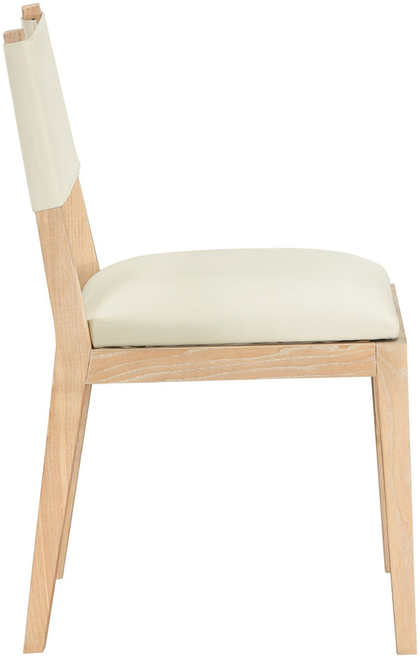 Meridian Furniture Avon Cream Vegan Leather Seat Ash Wood Frame Contemporary Dining Side Chair 88016Cream-SC