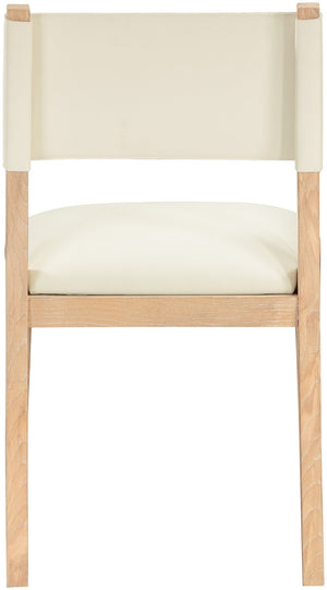 Meridian Furniture Avon Cream Vegan Leather Seat Ash Wood Frame Contemporary Dining Side Chair 88016Cream-SC