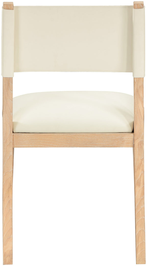 Meridian Furniture Avon Cream Vegan Leather Seat Ash Wood Frame Contemporary Dining Side Chair 88016Cream-SC
