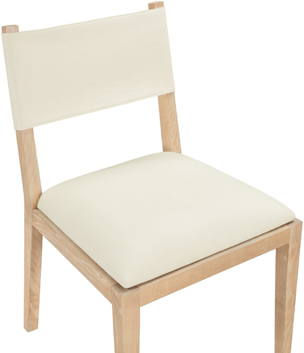 Meridian Furniture Avon Cream Vegan Leather Seat Ash Wood Frame Contemporary Dining Side Chair 88016Cream-SC