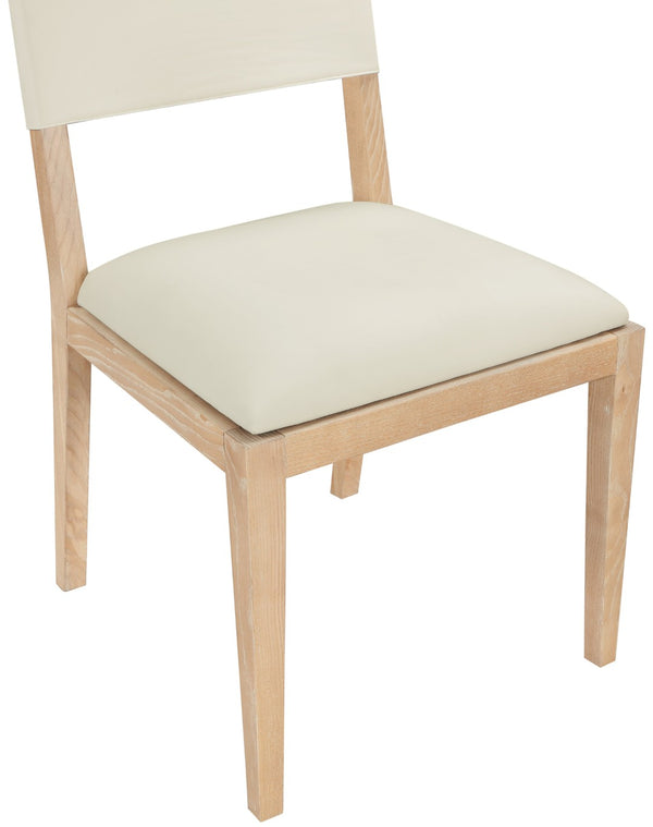 Meridian Furniture Avon Cream Vegan Leather Seat Ash Wood Frame Contemporary Dining Side Chair 88016Cream-SC