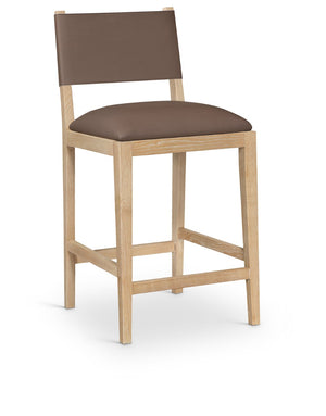 Meridian Furniture Avon Vegan Leather Counter Stool with Solid Ash Frame for Kitchen Island Bars 88017Brown-C