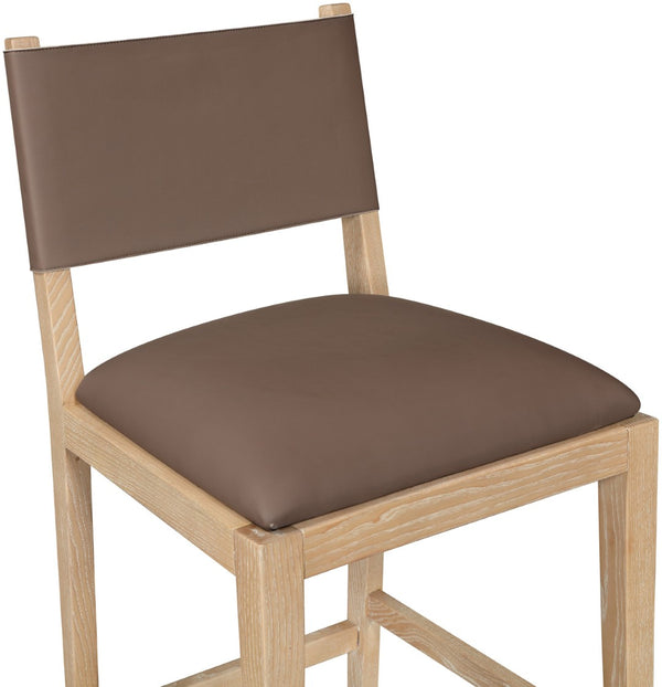 Meridian Furniture Avon Vegan Leather Counter Stool with Solid Ash Frame for Kitchen Island Bars 88017Brown-C