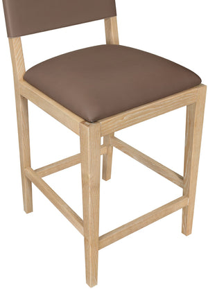 Meridian Furniture Avon Vegan Leather Counter Stool with Solid Ash Frame for Kitchen Island Bars 88017Brown-C