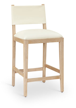 Meridian Furniture Avon Vegan Leather Barstool with Ash Wood Frame for Kitchen Islands 88017Cream-C