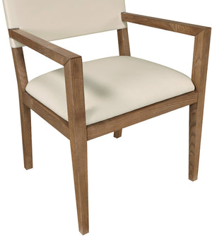 Meridian Furniture Avon Beige Pu Leather Dining Arm Chair with Walnut Ash Wood Frame Contemporary 88018Beige-AC