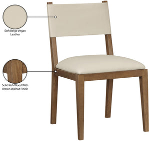 Meridian Furniture Avon Vegan Leather Dining Chair with Walnut Ash Legs for Modern Table Settings 88018Beige-SC