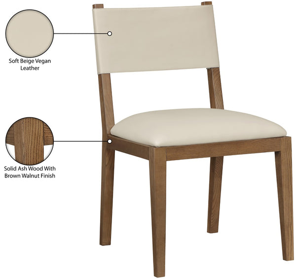 Meridian Furniture Avon Vegan Leather Dining Chair with Walnut Ash Legs for Modern Table Settings 88018Beige-SC