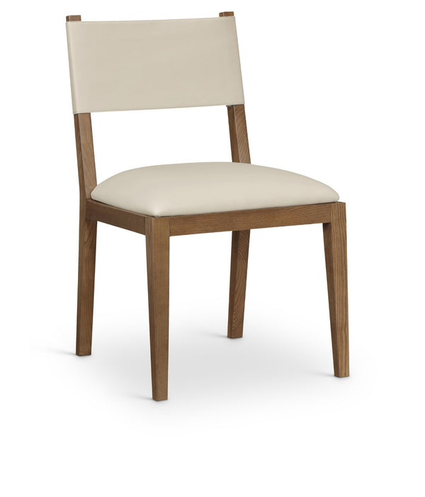 Meridian Furniture Avon Vegan Leather Dining Chair with Walnut Ash Legs for Modern Table Settings 88018Beige-SC
