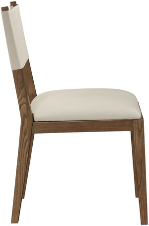 Meridian Furniture Avon Vegan Leather Dining Chair with Walnut Ash Legs for Modern Table Settings 88018Beige-SC