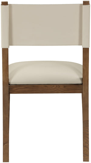 Meridian Furniture Avon Vegan Leather Dining Chair with Walnut Ash Legs for Modern Table Settings 88018Beige-SC