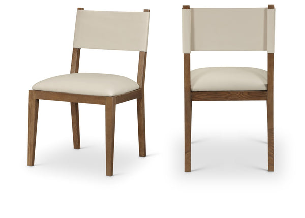 Meridian Furniture Avon Vegan Leather Dining Chair with Walnut Ash Legs for Modern Table Settings 88018Beige-SC