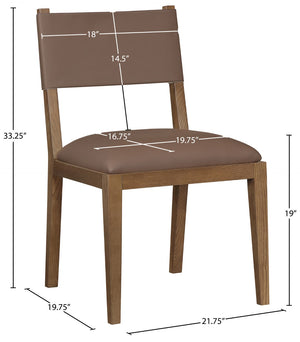 Meridian Furniture Avon Vegan Leather Dining Chair with Walnut Ash Wood Legs for Modern Rooms 88018Brown-SC