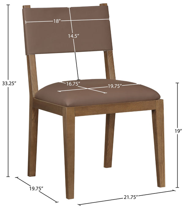 Meridian Furniture Avon Vegan Leather Dining Chair with Walnut Ash Wood Legs for Modern Rooms 88018Brown-SC