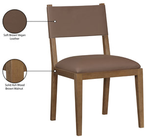 Meridian Furniture Avon Vegan Leather Dining Chair with Walnut Ash Wood Legs for Modern Rooms 88018Brown-SC