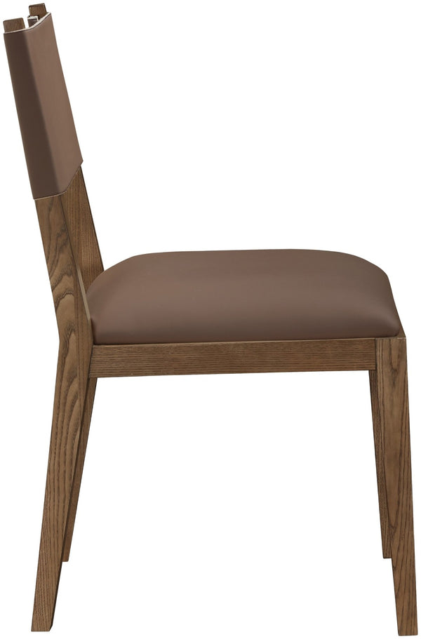 Meridian Furniture Avon Vegan Leather Dining Chair with Walnut Ash Wood Legs for Modern Rooms 88018Brown-SC