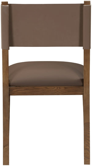Meridian Furniture Avon Vegan Leather Dining Chair with Walnut Ash Wood Legs for Modern Rooms 88018Brown-SC