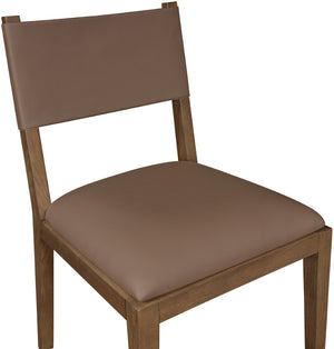 Meridian Furniture Avon Vegan Leather Dining Chair with Walnut Ash Wood Legs for Modern Rooms 88018Brown-SC