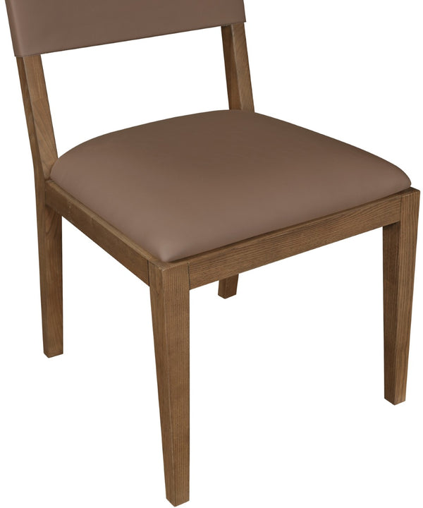 Meridian Furniture Avon Vegan Leather Dining Chair with Walnut Ash Wood Legs for Modern Rooms 88018Brown-SC