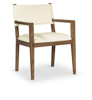 Meridian Furniture Avon Vegan Leather Arm Chair with Walnut Ash Frame for Contemporary Dining Rooms 88018Cream-AC