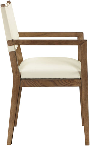Meridian Furniture Avon Vegan Leather Arm Chair with Walnut Ash Frame for Contemporary Dining Rooms 88018Cream-AC