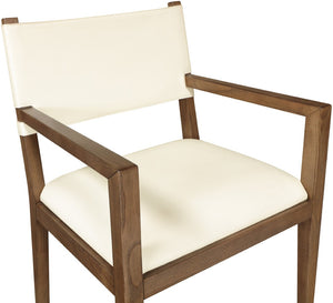 Meridian Furniture Avon Vegan Leather Arm Chair with Walnut Ash Frame for Contemporary Dining Rooms 88018Cream-AC
