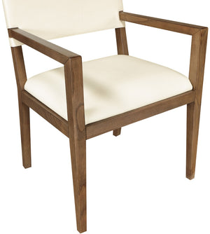 Meridian Furniture Avon Vegan Leather Arm Chair with Walnut Ash Frame for Contemporary Dining Rooms 88018Cream-AC
