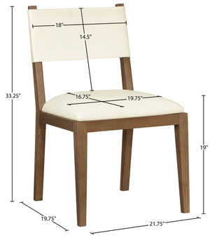 Meridian Furniture Avon Contemporary Vegan Leather Side Chair with Walnut Ash Frame for Dining Rooms 88018Cream-SC