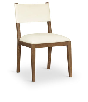 Meridian Furniture Avon Contemporary Vegan Leather Side Chair with Walnut Ash Frame for Dining Rooms 88018Cream-SC