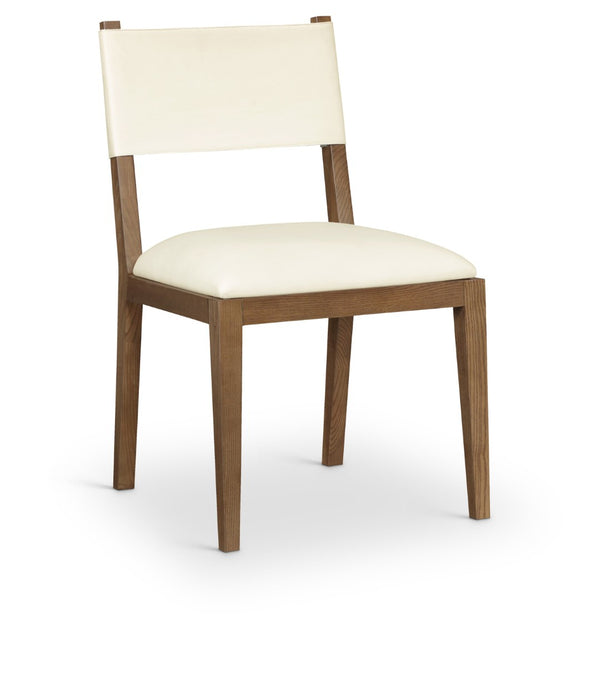 Meridian Furniture Avon Contemporary Vegan Leather Side Chair with Walnut Ash Frame for Dining Rooms 88018Cream-SC