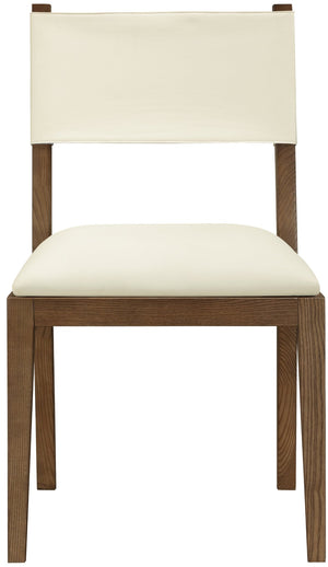 Meridian Furniture Avon Contemporary Vegan Leather Side Chair with Walnut Ash Frame for Dining Rooms 88018Cream-SC