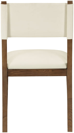 Meridian Furniture Avon Contemporary Vegan Leather Side Chair with Walnut Ash Frame for Dining Rooms 88018Cream-SC