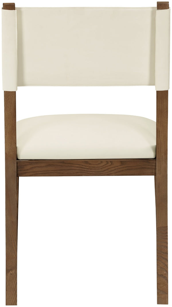 Meridian Furniture Avon Contemporary Vegan Leather Side Chair with Walnut Ash Frame for Dining Rooms 88018Cream-SC