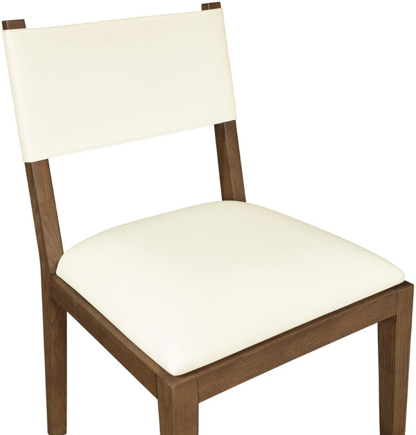 Meridian Furniture Avon Contemporary Vegan Leather Side Chair with Walnut Ash Frame for Dining Rooms 88018Cream-SC