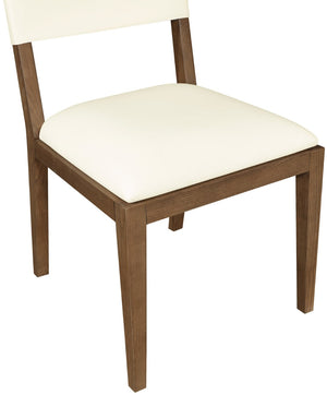 Meridian Furniture Avon Contemporary Vegan Leather Side Chair with Walnut Ash Frame for Dining Rooms 88018Cream-SC