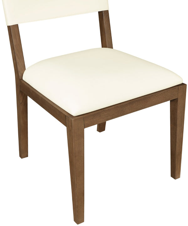 Meridian Furniture Avon Contemporary Vegan Leather Side Chair with Walnut Ash Frame for Dining Rooms 88018Cream-SC